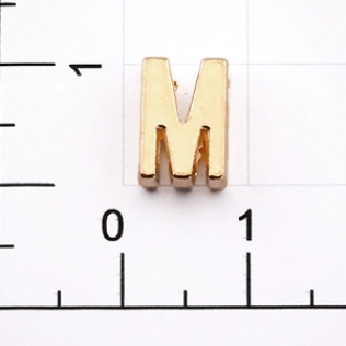 Буквы для наборных браслетов «M» 10 мм золото