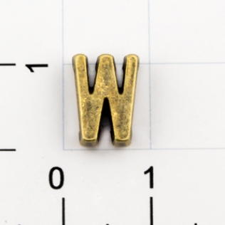 Буквы для наборных браслетов «W» 10 мм антик