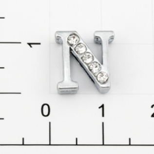 Буквы для наборных браслетов «N» 12 мм никель
