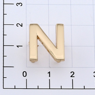 Буквы для наборных браслетов «N» 16 мм золото