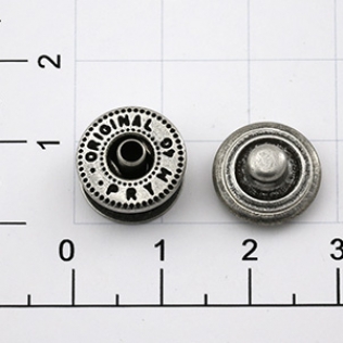 Кнопка для одежды и сумок  ALFA 01A1 12 мм серебро черное (античное)