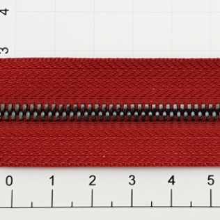 Молния рулонная №3 красная (059), двойное звено 3 мм оружейный металл