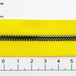 Молния рулонная №3 желтая (504), двойное звено 3 мм оружейный металл