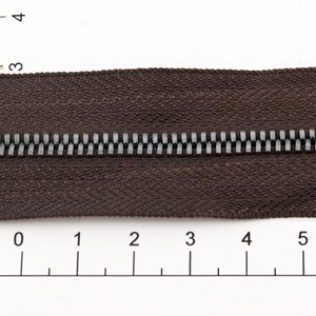 Молния рулонная №3 коричневая темная (868), двойное звено 3 мм оружейный металл
