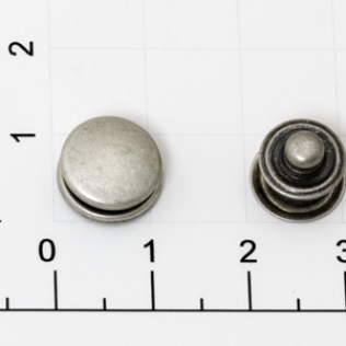 Кнопка для одежды и сумок  ALFA 01A1 10 мм серебро черное (античное)