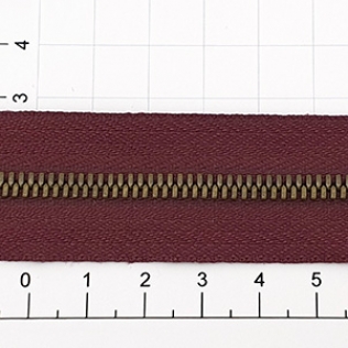 Молния рулонная №3 бордо темная (021), двойное звено 3 мм антик
