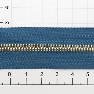 Молния рулонная №3 синяя морская волна (400), двойное звено 3 мм золото