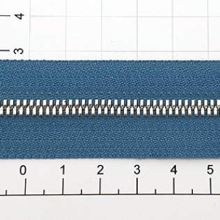 Молния рулонная №3 синяя морская волна (400), двойное звено 3 мм никель