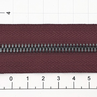 Молния рулонная №5 бордо темная (021), двойное звено 5 мм оружейный металл