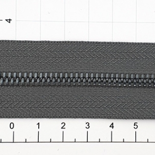 Молния рулонная №5 серая темная (392), двойное звено 5 мм оружейный металл