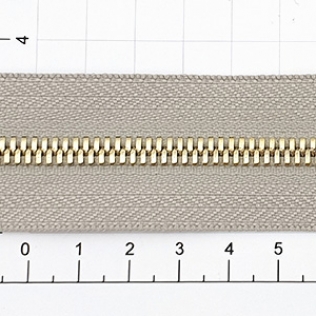 Молния рулонная №5 серая бежевая (576), двойное звено 5 мм золото