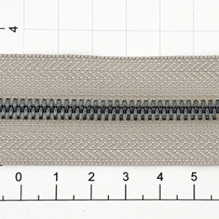 Молния рулонная №5 серая бежевая (576), двойное звено 5 мм оружейный металл